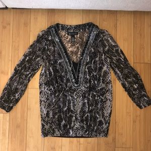 Sheer Snake Skin Long Sleeve Blouse